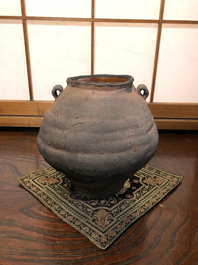 倣古土器（かわらけ）壺花入 骨董 鵫雰 江戸～明治 　J0124E