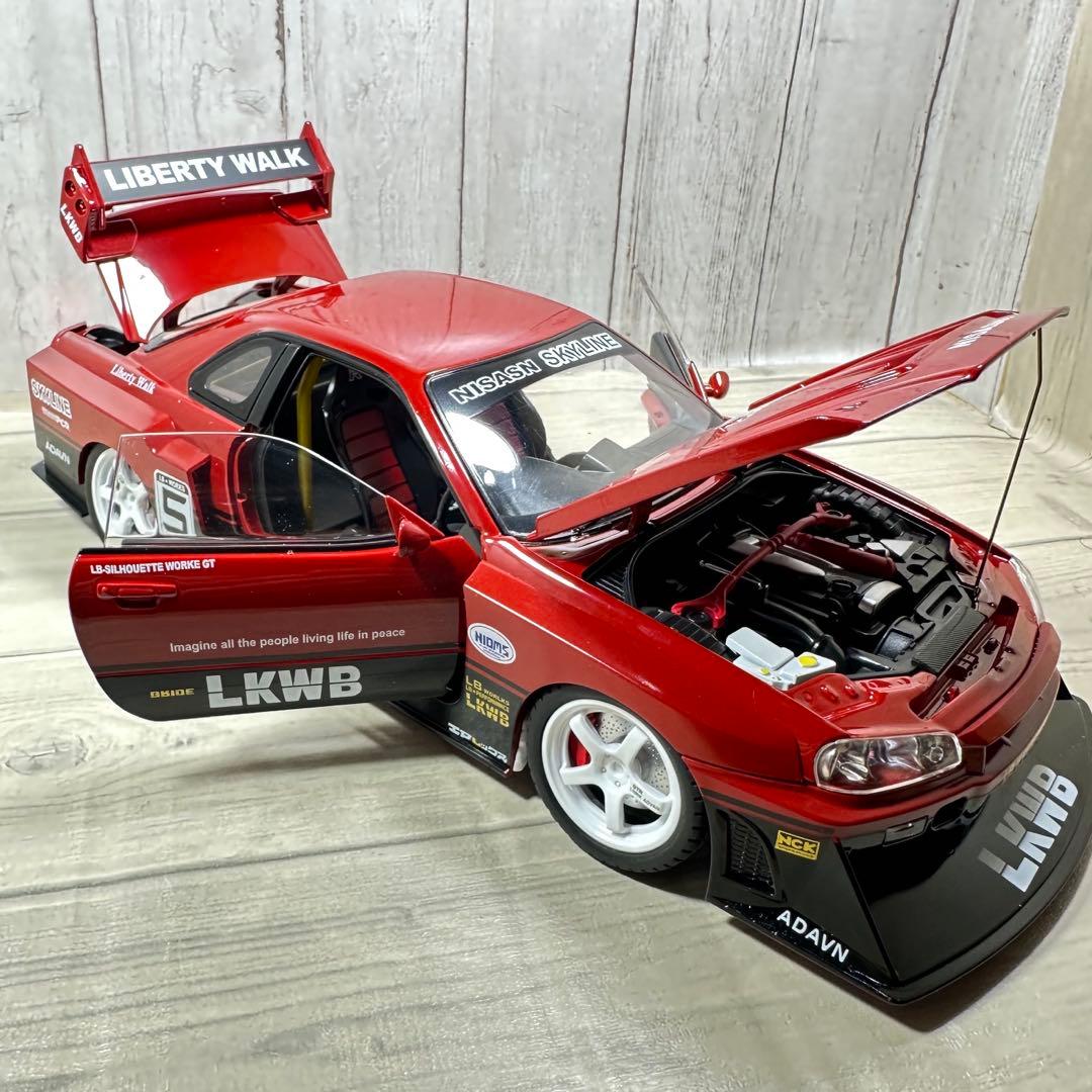 1/18 日産 スカイライン GT-R リバティーウォーク 合金ミニカーレッド