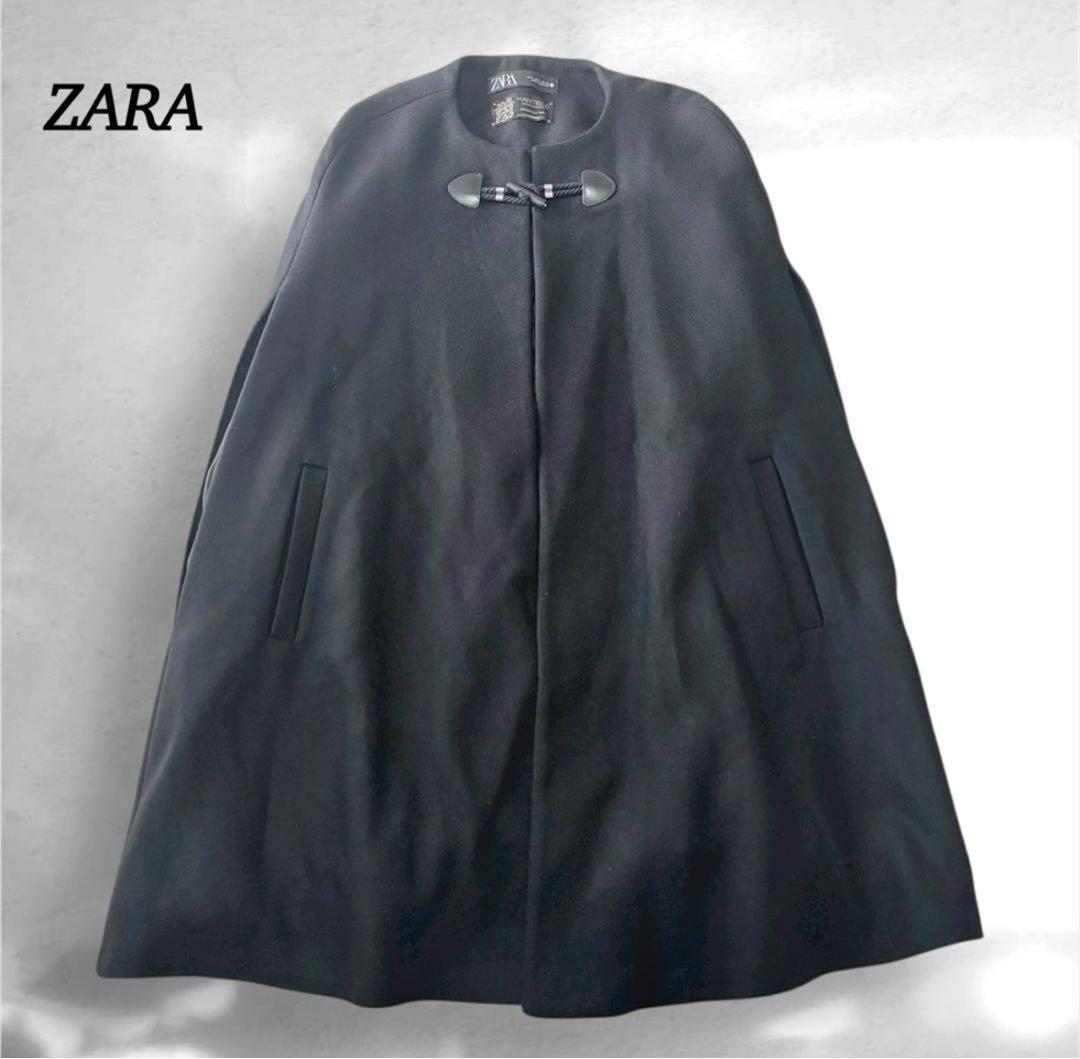 完売品　ZARA ザラ×マンテコ ケープコート【L】ウール混 ポンチョ 黒 人気