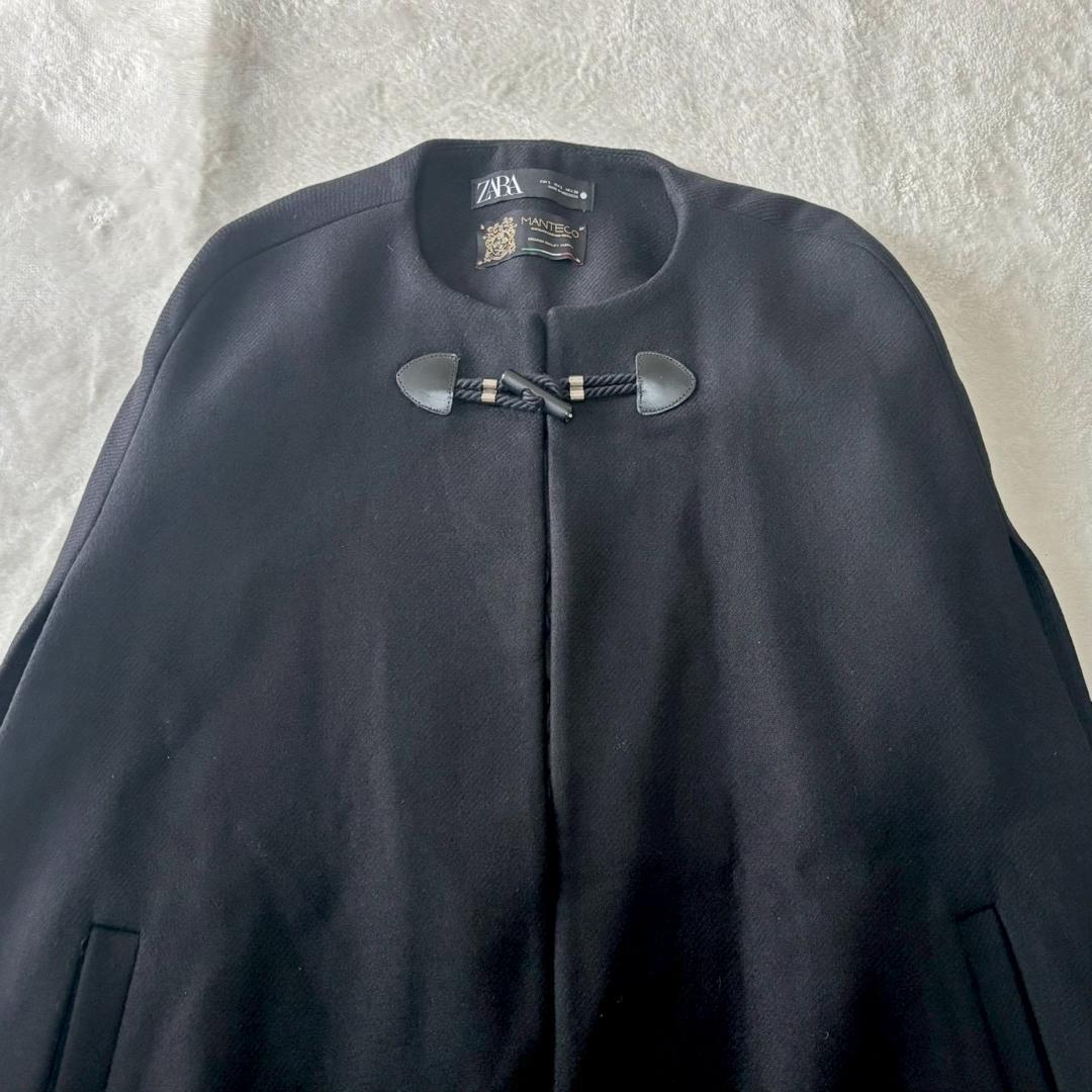 完売品　ZARA ザラ×マンテコ ケープコート【L】ウール混 ポンチョ 黒 人気