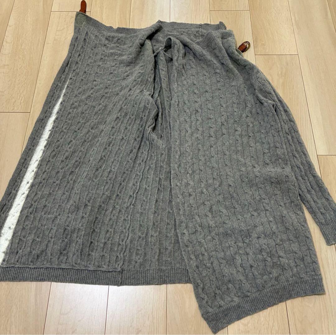 希少✨ポロラルフローレン 現行タグ ニットポンチョ カシミヤ ケーブル 牛革 M