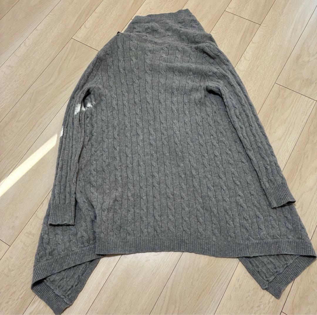 希少✨ポロラルフローレン 現行タグ ニットポンチョ カシミヤ ケーブル 牛革 M