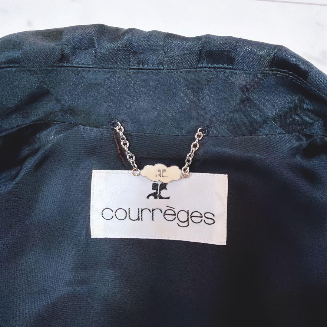 Courrèges　クレージュ　市松模様　スプリングコート　ロゴ刻印ボタン