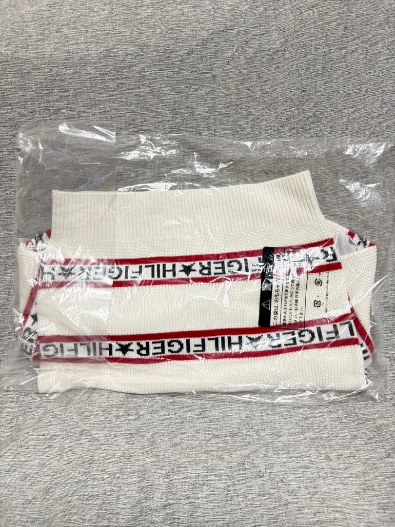 S ☆新品☆ トミーヒルフィガーゴルフ ロゴストライプ クルーセーター　白