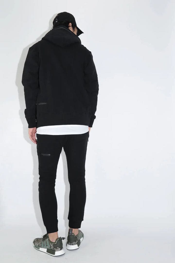 TFW49 ジップパーカー➕パンツ　セットアップ　黒 定価6.3万円