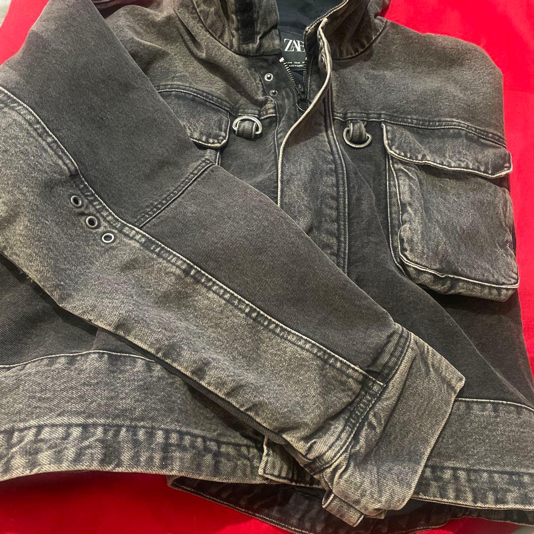 完売品 ZARA セットアップ コントラストフード付　デニムジャケット パンツ
