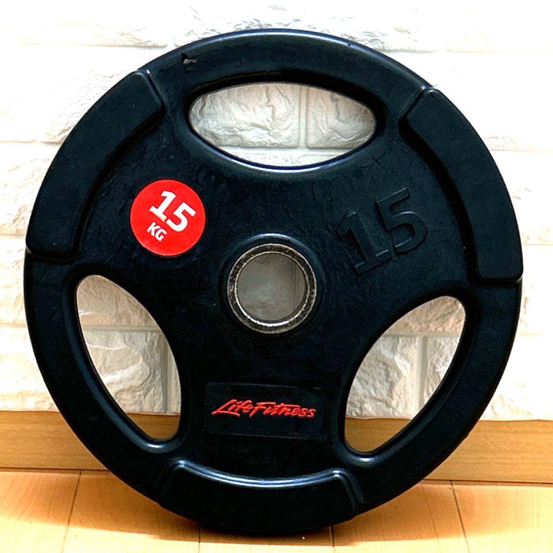 オリンピックプレート　バーベルプレート　Life Fitness 15kg×2つ