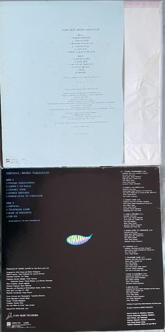 山口美央子 LP盤 ２タイトル　〇夢飛行　〇NIRVANA