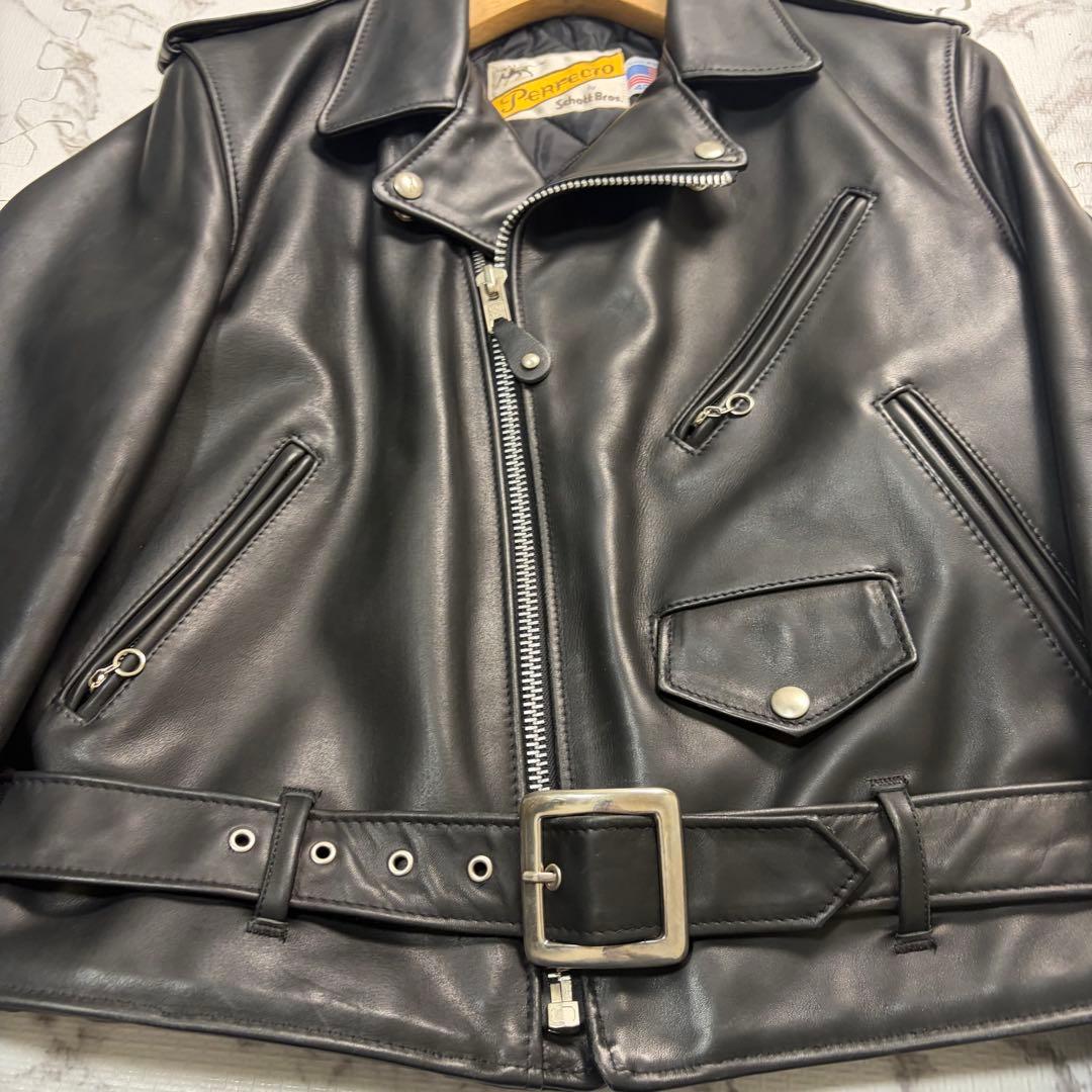 革の張り◎極美品✨schott ダブルライダース ワンスター 牛タグ 40 黒