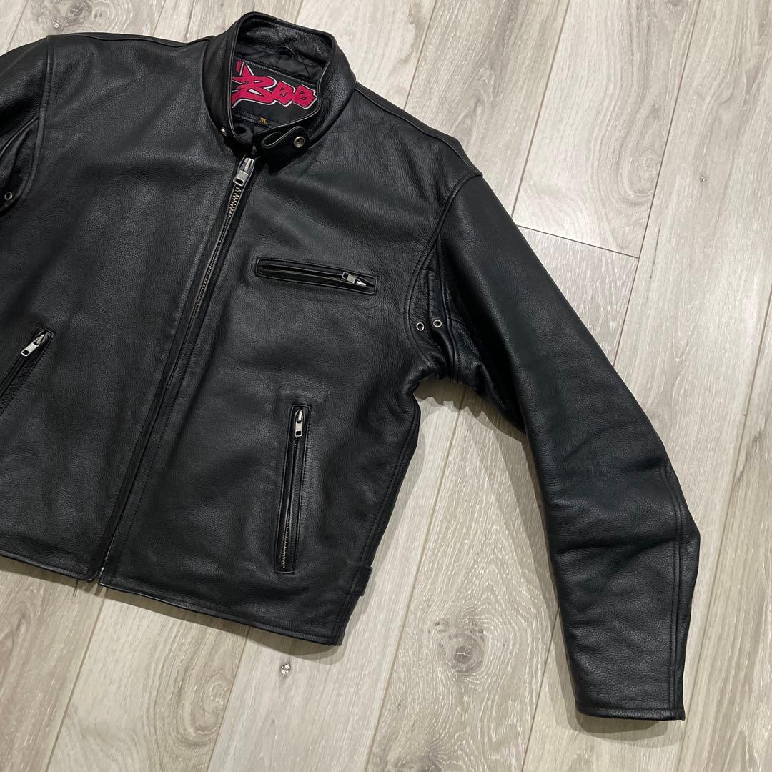 〜00s Bee 本革 シングルライダースジャケット 2XL レザージャケット
