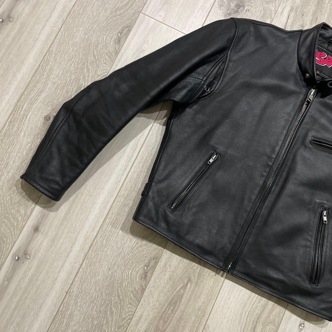 〜00s Bee 本革 シングルライダースジャケット 2XL レザージャケット