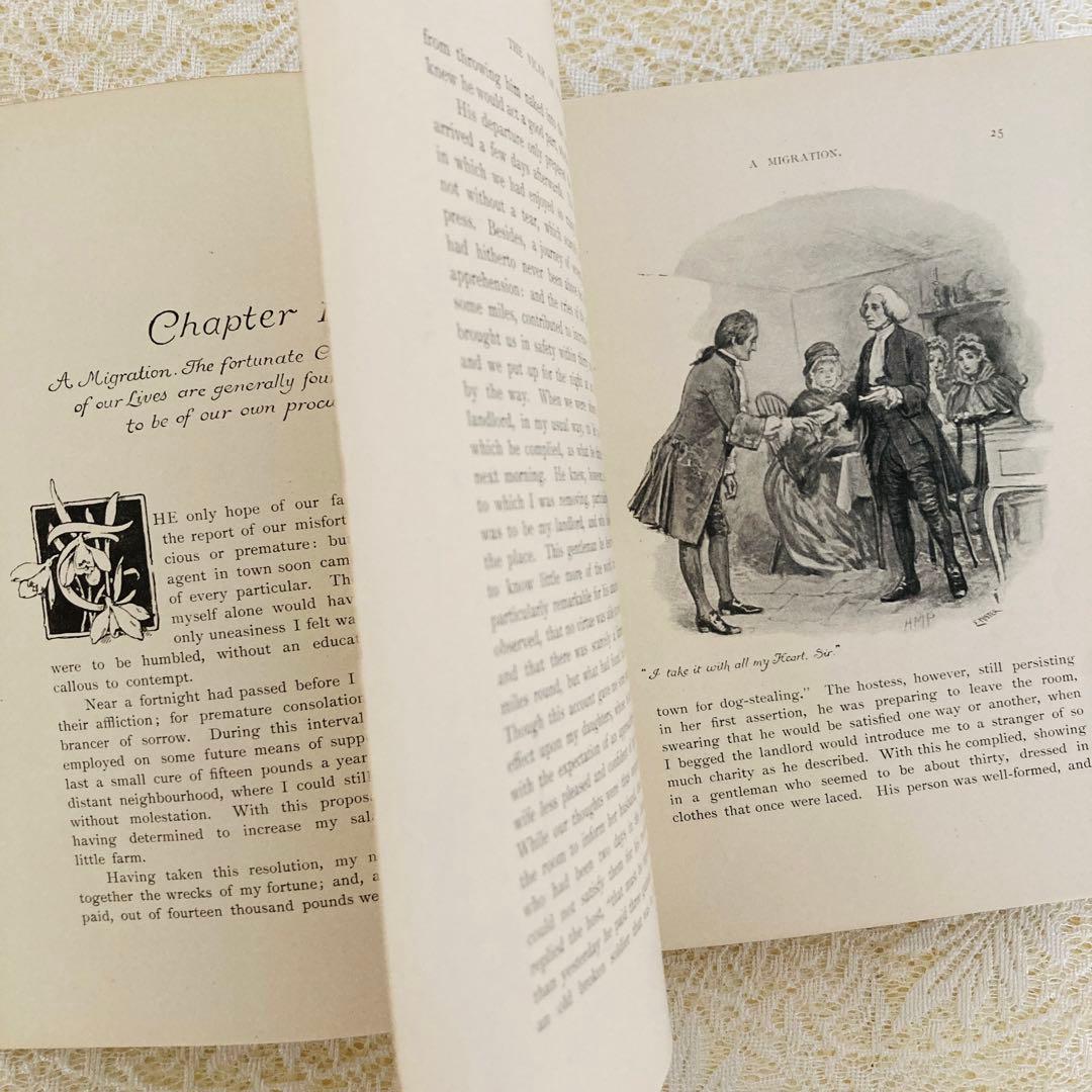 洋書古書　美しいアンティークブック　The Vicar of Wakefield