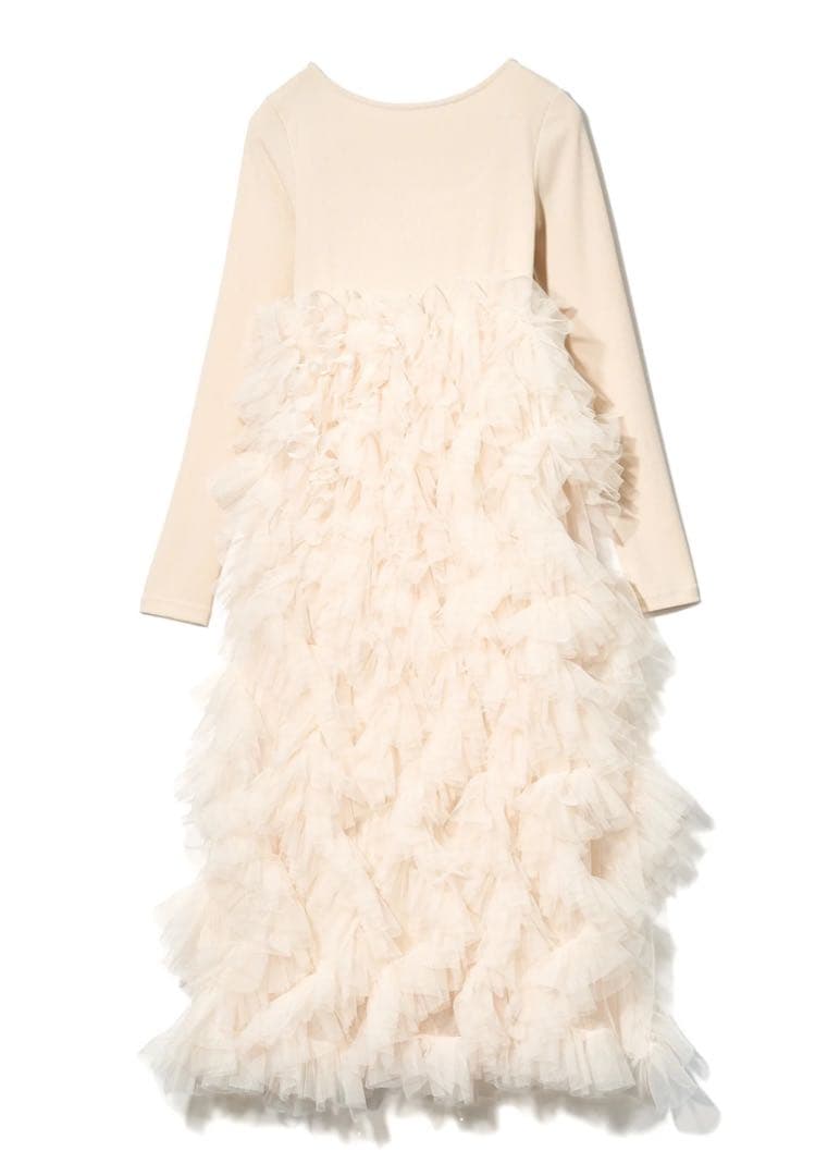 【新品】 NOTRE émor ruffle tulle dress beige