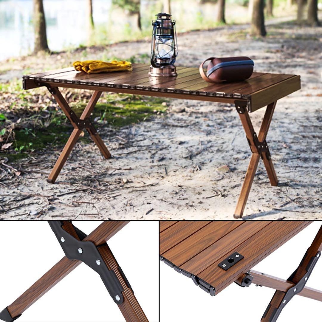値下★新品未使用★アルミ合金製キャンプテーブル 120x60cm ダークブラウン