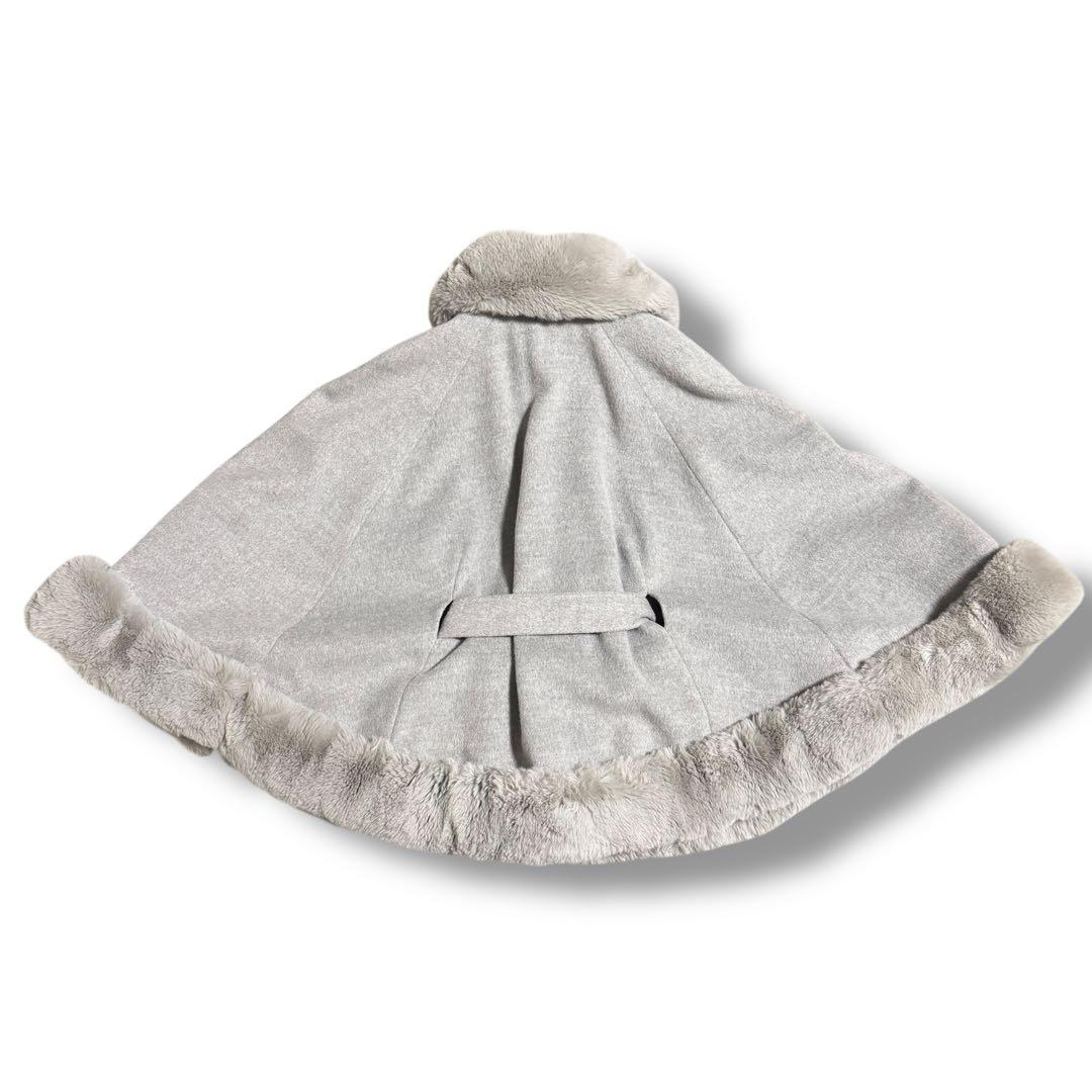 美品✨CECILMcBEE ベルテッドケープコート ポンチョ ファー M