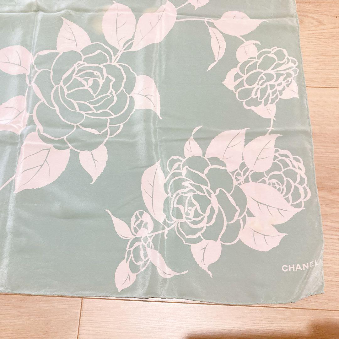 CHANEL シャネル　スカーフ　グリーン　花柄　正規品　送料無料