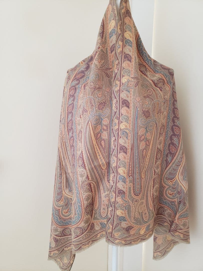 【極美品】ETRO　silk＆wool　長方形　ITALY製　ペイズリー柄