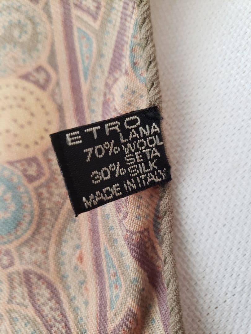 【極美品】ETRO　silk＆wool　長方形　ITALY製　ペイズリー柄