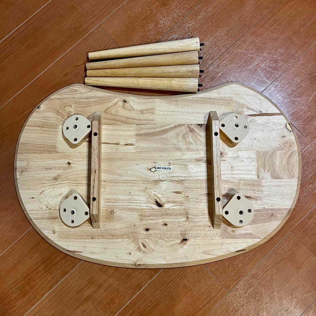 ナチュラルウッド オーバル ローテーブル 美品