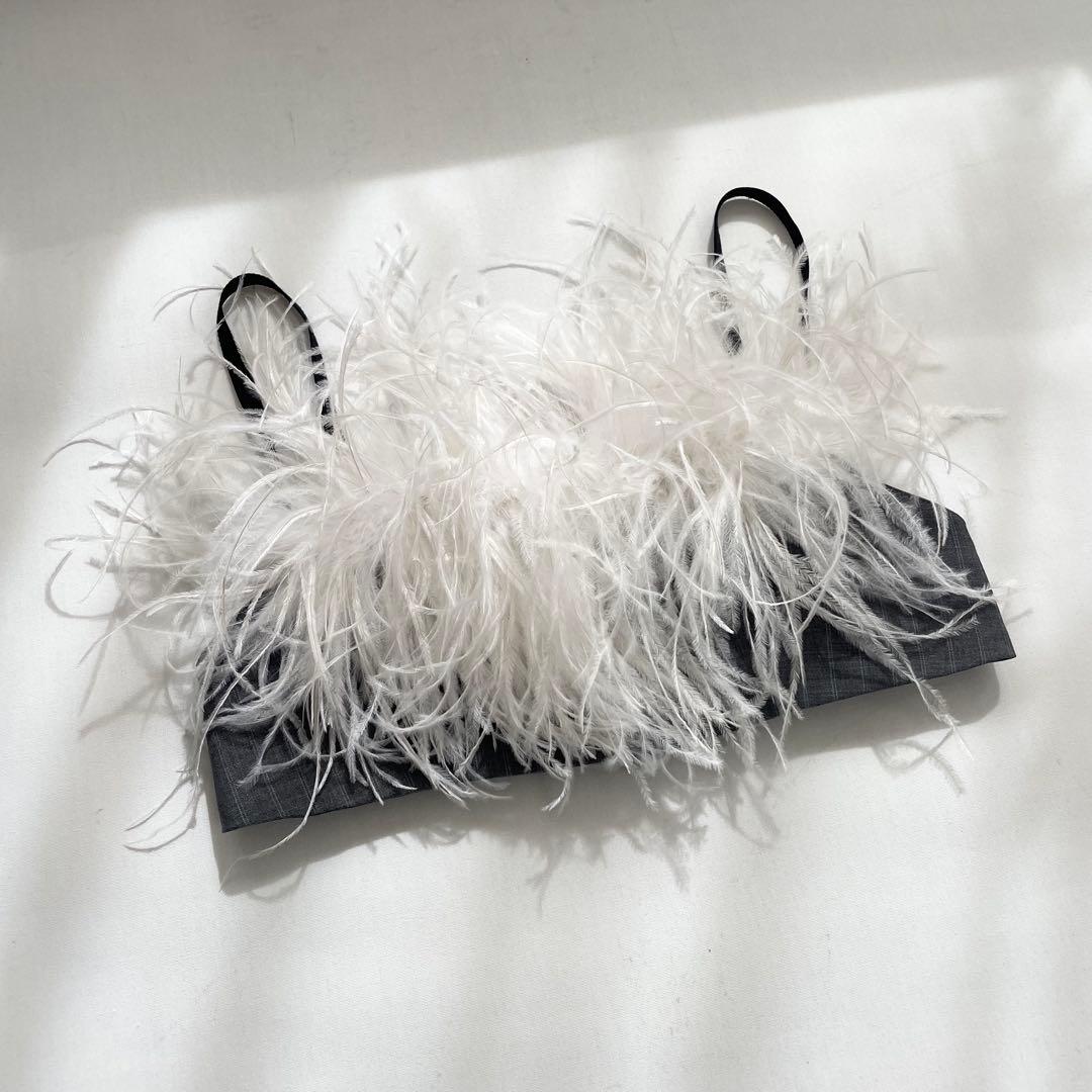 トップス KISHIDAMIKI - ostrich feather bra(WHITE)