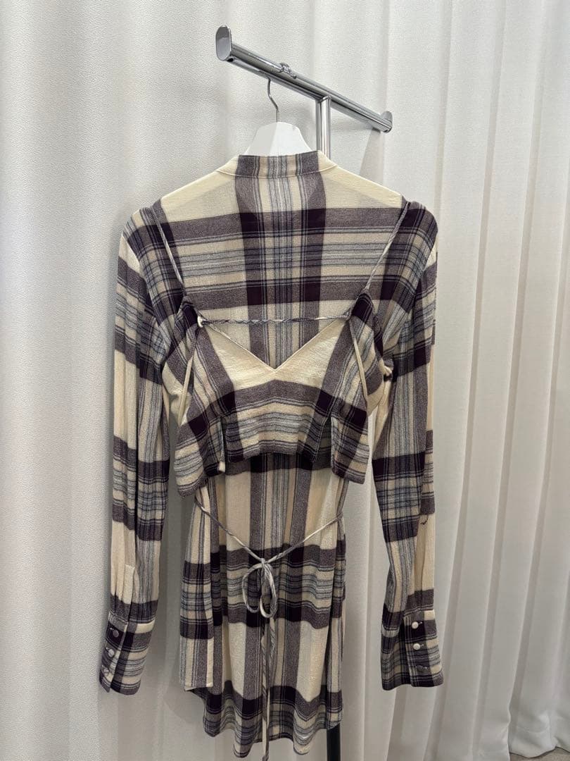 TODAYFUL ソフトウールロングシャツ ビスチェセット チェック F