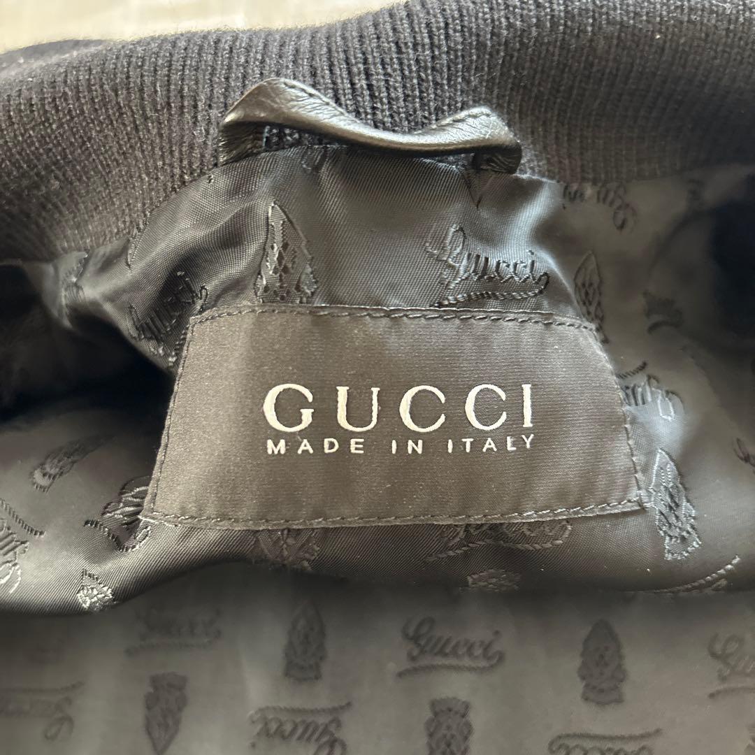 GUCCIメンズレザーブルゾンライダース　ブラック　Sサイズ