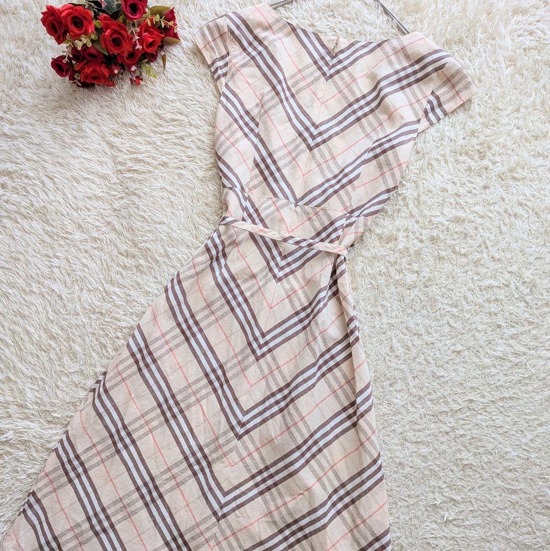 BURBERRY LONDON♪ノバチェックワンピース　リボンベルト　S