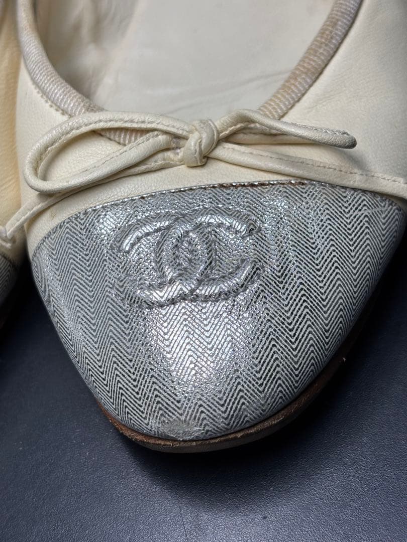 CHANEL バレエシューズ フラット シャネル バイカラー 36 1/2C