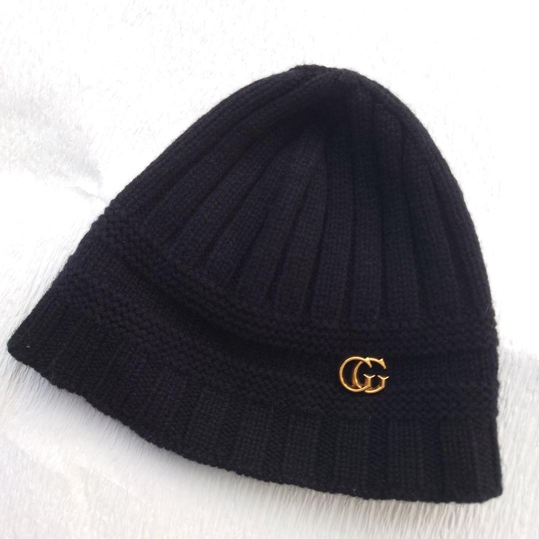 GUCCI　GG　黒　ニット帽　ビーニー　メンズ　レディース　マーモント