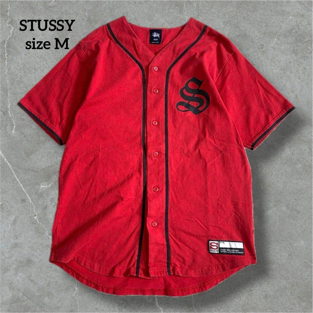 ステューシー ベースボールシャツ レッド 半袖 ショートスリーブ B044